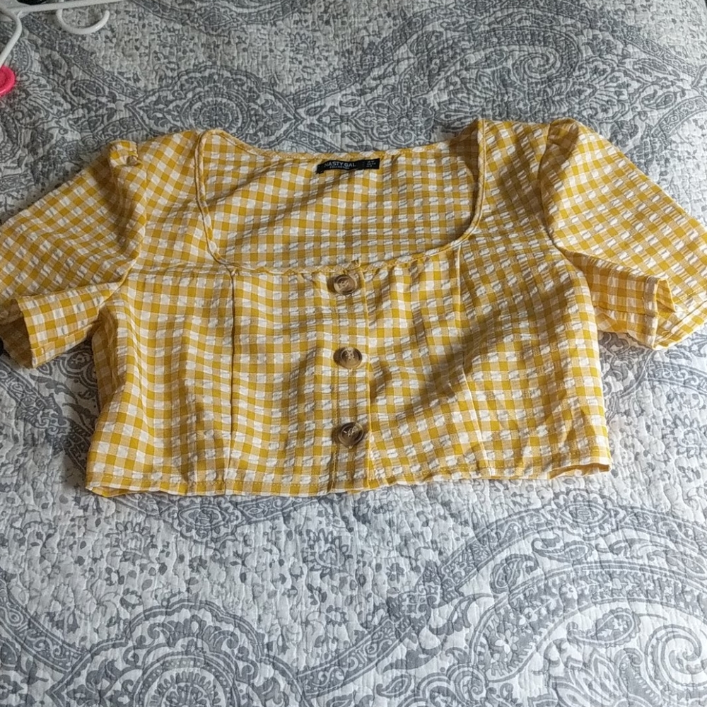 Nasty Gal Square Up Gingham Crop Top